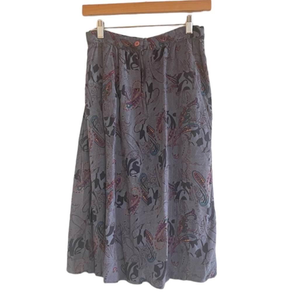 Vintage | blue paisley skirt midi length high waisted side pockets size … - Picture 6 of 9
